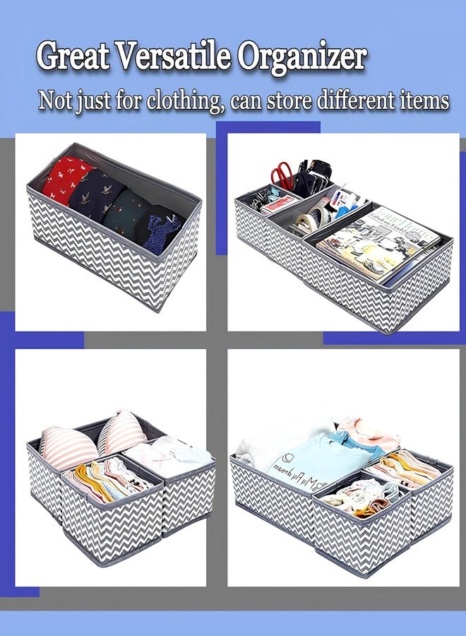 PulGos 6pcs Foldable Drawer Organizer for Home | Closet Storage Bins | Fabric Basket Boxes for Clothes, Wardrobe, Almirah & Cupboard | Undergarments & Accessories | Sturdy Fabric Organiser Set - Image 2